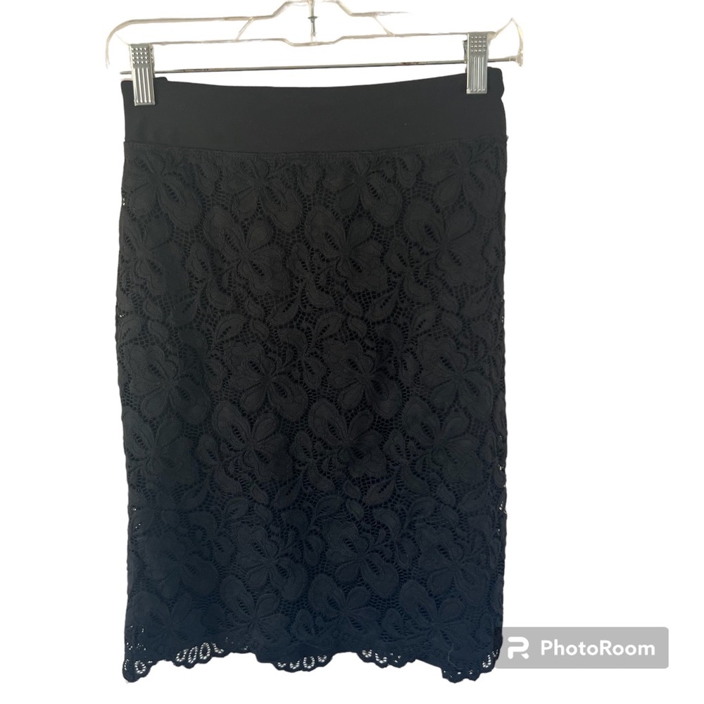 J. Jill, black lace skirt, size M, lined, hits just above knee, not worn w/ tags